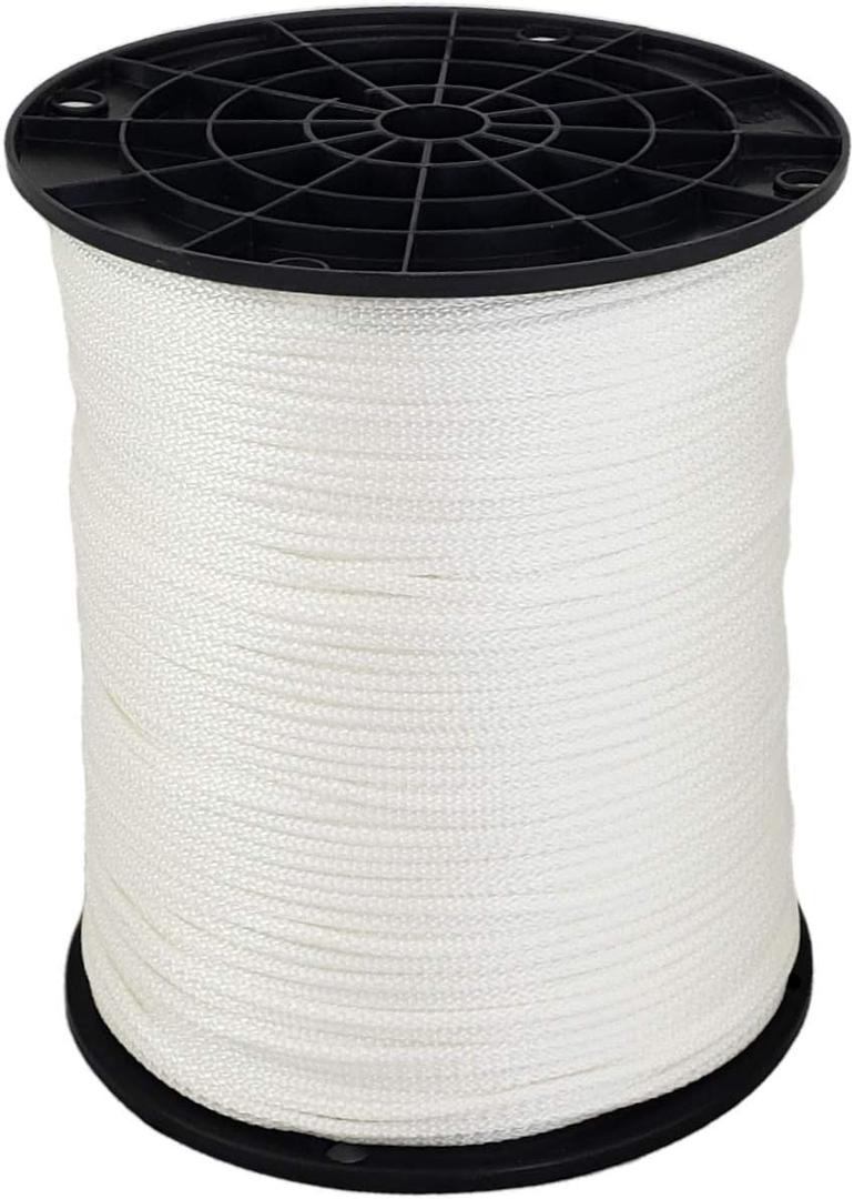 1/8" (#4) X 1000 ft Low -Stretch Solid Braid Industrial Polyester Cord. USA Made