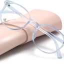 miyya Blue Light Blocking Glasses Women, Fashion Round Transparent Anti Blue Light Glasses with Anti Eyestrain & UV Glare (Transparent blue, Clear)