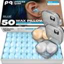 Peace&Quiet PQ Wax Ear Plugs for Sleeping, Swimming - 54 Noise Cancelling Silicone Gel Wax Earplugs, Ear Protection for Sleep and Swim, Soft Wax Pillows with Sound Blocking Level 32Db, (54 Pillows) (Blue)