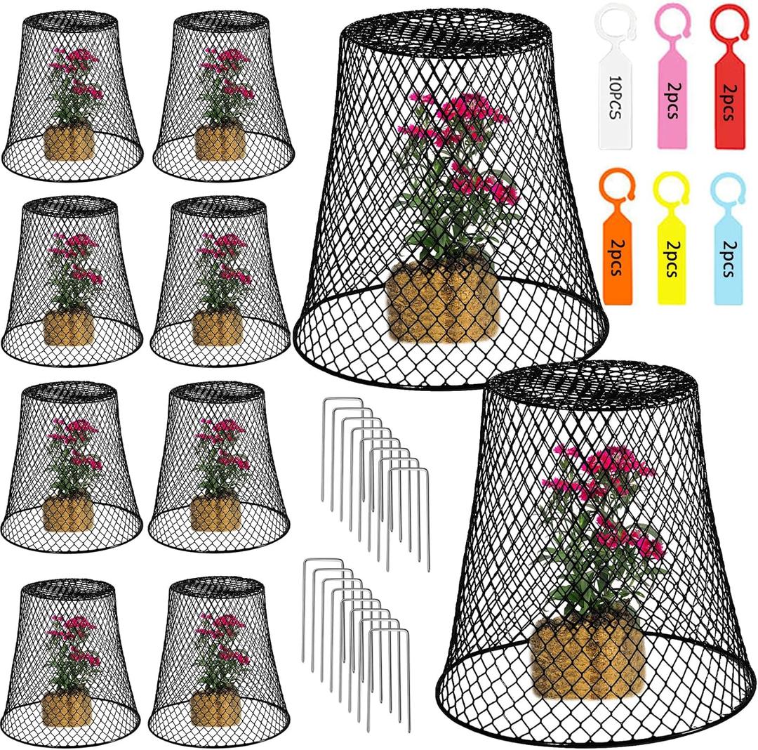 Garden Cloches for Plants, Sapbontchi Chicken Wire Plant Covers Plant Protectors from Animals Plant Protector Metal Plant Cages to Keep Rabbits Out Bunnies Chicken Squirrels Bird Out (Set of 10 (9.5 inch high))