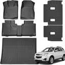 TPE All-Weather Floor Mats Set Compatible with Chevy Equinox 2012-2017 5 Seats - 1st & 2nd Row Floor Liners + Cargo Liner Trunk Mat + Backrest Protector Waterproof, Anti-Slip Interior Accessories