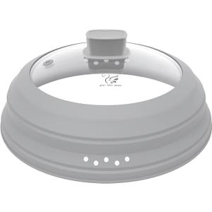 Microwave Splatter Cover Glass Cover Guard Lid with Collapsible Silicone for Food Pot Plate Cover 11.8 inch Light Grey