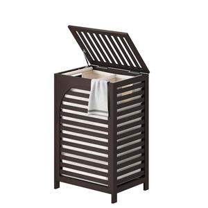 FILWH Laundry Hamper with Lid (16.9 * 13 * 26.5inches) Large Bamboo Laundry Bin Basket 85L Clothes Hamper with 1 Removable Bag Storage baskets for Bathroom(Brown)