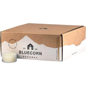 Bluecorn Beeswax Tea Light Candles, 100% Pure Natural Bees Wax, White Tea Lights, Fragrance Free, Paraffin & Soy Free Candle Wax, Clean Burning, Long Lasting, American Made, Christmas Decor, 48 Pack (Ivory)