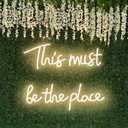 This Must Be The Place Neon Signs, 49.6x8.67 Inch (Large) Dimmable Neon Light Signs with ON/OFF Switch, Neon Sign for Bedroom Coffee Beauty Bar Nail Salon Wedding Birthday Party Decor, Warm White