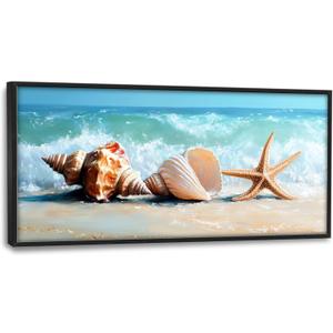 Lovira Beach Large Wall Art Starfish Shell Ocean Coastal Beachy Canvas Wall Decor Pictures Prints Painting Framed Modern Artwork for Living Room Bedroom Bathroom Office 30"x60"