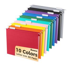 SUNEE Hanging File Folders, 50 Pack Letter Size Hanging File Folders with 1/5-cut Tabs, Stay Organized for Your Home and Office Bulk File, Documents and Paper,10 Assorted Colors