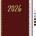 2 x 2026 Planner - Weekly and Monthly Planner, January 2026 to December 2026, Spiral Bound 2026 Calendar Planner Book, Inner Pocket, Perfect for Office Home School Supplies - A5 (6.3" x 8.5"), Burgundy