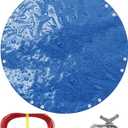 TARPAL 7ft Round Small tarp Waterproof 8mil Poly Tarps Multifunctional Tarpaulin Dust and UV Resistance Outdoor Cover for Pet House/Tent Under The tarp EtcBlue/Black, Diameter7 Feet