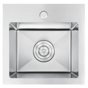 15x15 Inch Bar Sink Undermount, 18 Gauge Stainless Steel Small Kitchen Sink, Handmade Single Bowl Wet Bar Sink with Rinse Grid (Brushed)