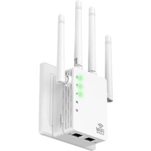 WiFi Extender with 1200Mbps Dual - Band 2.4G&5G, WiFi Booster Covers Up to 12880 Sq.ft & 105 Devices, WiFi Repeater with 1 - Tap Setup and 4 Antennas, Booster Works with All Routers