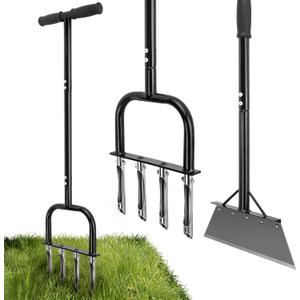2-in-1 Lawn Aerator & Weeding Tool Set, SnowShovel - Multifunctional Garden Soil Aerator,Weed Remover, and Snow Shovel for SmallLawns, Tight Corners, and Yard Care