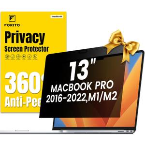 F FORITO 360 Privacy Screen Protector Compatible with MacBook Pro 13 inch (2016, 2017, 2018, 2019, 2020, 2021, 2022, M1, M2), Anti Peeping, Anti Glare and Scratch Resistant Laptop Privacy Screen