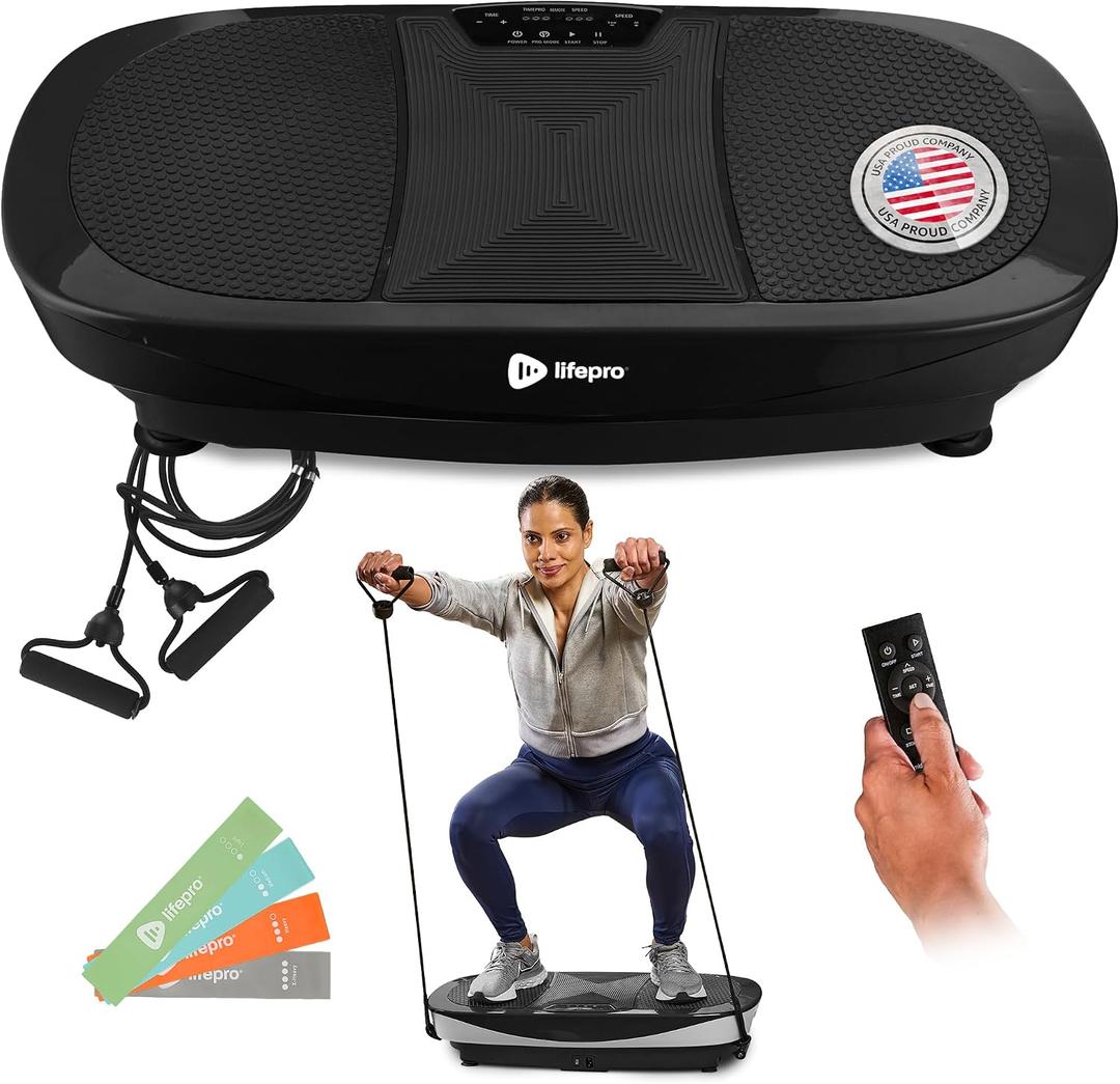 Lifepro Rumblex Max 4D Vibration Plate Exercise Machine Whole Body Vibrating Machine with 3 Motors, 500 lb Capacity & Resistance Bands Vibration Platform for Lymphatic Drainage & Muscle Toning