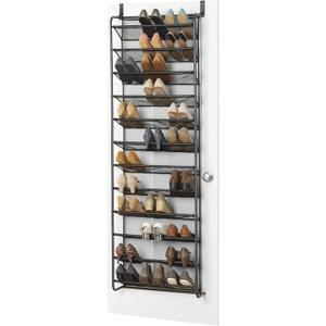 Whitmor 36 Pair Over the Door Shoe Organizer, 12 Tier Hanging Shoe Organizer, Heavy Duty Metal & Mesh Shoe Holder, Hanging Shoe Rack for Closet Storage, 69"L x 21.7"W x 7.5"H, Gunmetal Gray