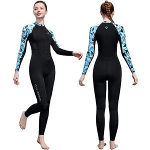 Skyone Full Body Rash Guard Swimsuit Dive Skins for Women Men, Thin Wet Suit Diving Suit UV Protection Long Sleeve Scuba Skin (Small, Black Blue Women)