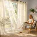 Sunshelf 4 Panels Outdoor Sheer Curtains for Patio, Waterproof Light Filtering Outside Curtains with Grommets for Porch, Pergola, Cabana, 4PCS x 54" W x 84" L, BeigeWhite