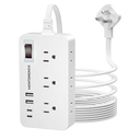 Surge Protector Power Strip - 5Ft Braided Extension Cord Flat Plug with 6 Outlets and 2 USB-A 2 USB-C Ports, 1080 Joules Wall Mounted Charging Station for Office Home ETL (5 FT)