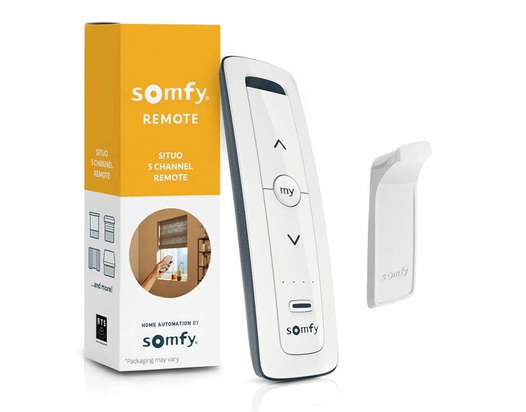 Somfy Situo 5 Pure Remote - RTS Control for Up to 5 Motorized Shades or Groups - Compatible with RTS Motors, Blinds, Shades - Not Compatible with Zigbee, Z-Wave, Wi-Fi - Warm Pure Tone 1870575