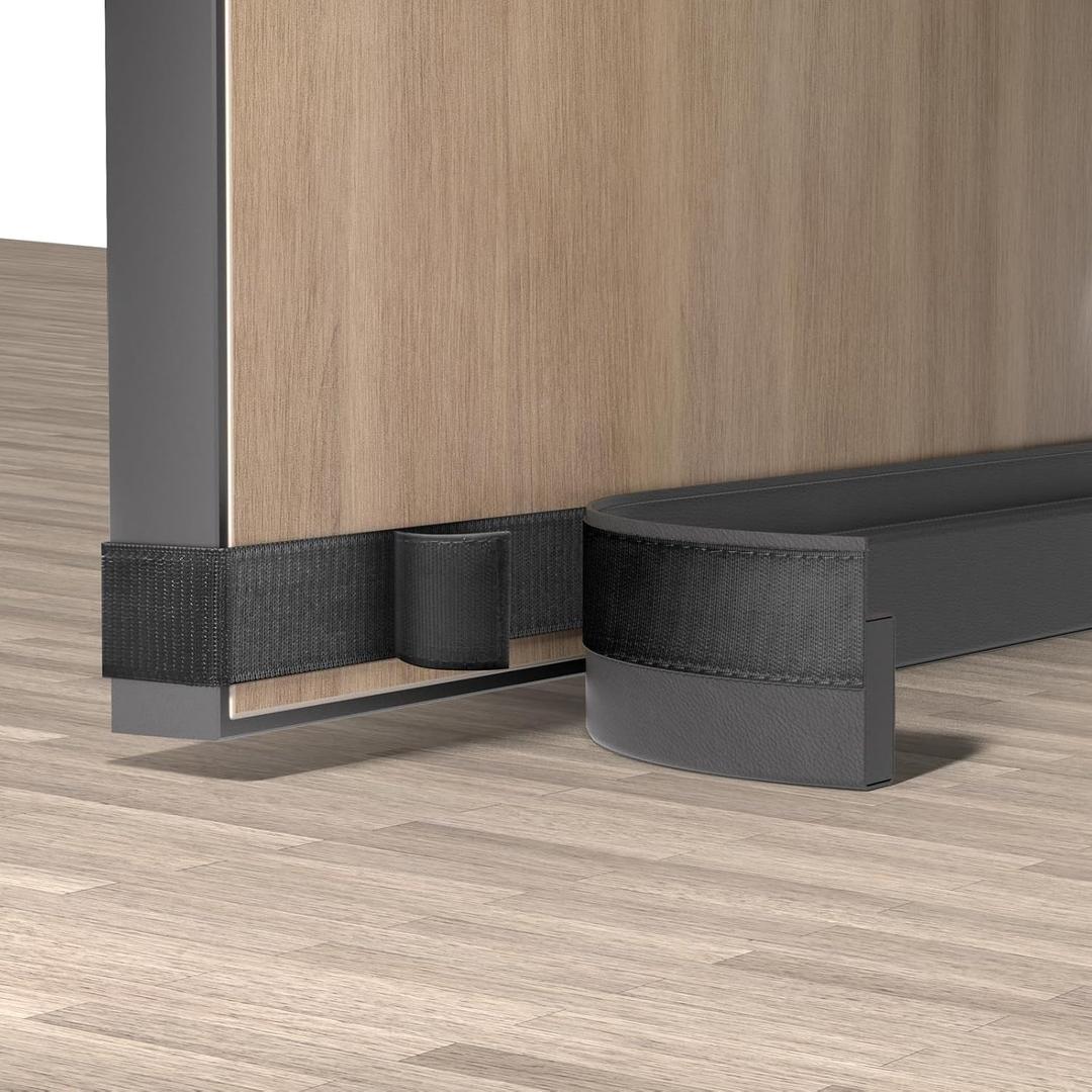 Door Draft Stopper for Bottom of Door, Under Gap Filler Stripping Seal Soundproof, Light and Dust Blocking Exterior & Interior Hook & Loop Strip Easy to Install (Black, 32 Inch)