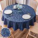 Smiry Round Table Cloth, Waterproof Heavy Duty Vinyl Tablecloths, Wipeable Washable Table Cover for Kitchen and Dining Room (Navy Blue, 70" Round)