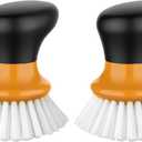 MR.SIGA Dish Scrub Brush, Palm Brush Dish Scrubber with Ergonomic Grip, Kitchen Brushes for Dishes, Orange, Pack of 2