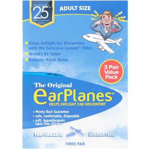 New Super Soft Adult EarPlanes Ear Plugs Airplane Travel Ear Protection 3 Pair