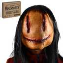 Homgaty Halloween Scary Mask with Hair - Creepy Ghost Face for Adults, Realistic Mask with Creepy Eyes & Mouth