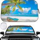 Car Windshield Sun Shade - Foldable Car Sun Shade Windshield for Front Window, Reflector Sunshade Offers Ultimate Protection for Cars Interior (55.2 x 31.5 in) (Seaside)