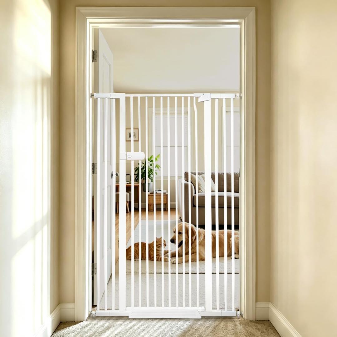 Lumizone Extra Tall Cat Gate 55.12" High 29.92"-42.51" Wide Pet Gate White