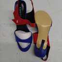 UJPFEO Womens Slingback Heels Round Open Toe Strappy Sandals Strap Ankle Patent Leather High Heeled Sandals Dressy Shoes Size 6, Blue and Red 