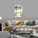 2 x Tropical Beach Canvas Wall Art Palm Tree Pictures Wall Decor Ocean Landscape Painting Prints for Living Room Bedroom Bathroom Decor Framed(Tree-3,16L x 24W)