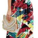 GRECERELLE Women Summer Casual Maxi Long Dress Short Sleeve Crew Neck with Pockets, Size S-3XL (M)