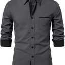 OYOANGLE Men's Long Sleeve Dress Shirts Regular Fit Business Casual Button Down Shirt with Pockets (XL)
