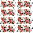 8 Pcs Wedding Arch Artificial Flower Panels Centerpieces for Tables Faux Floral Rose Silk Roses Arrangements Flower for Wedding Wall Party Dinintable Centerpiece Decoration (Pink and White)
