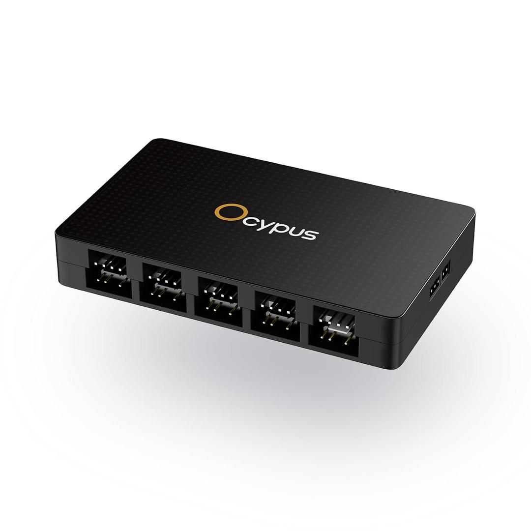 Ocypus Delta EH10 Fan Hub for Computer Case, Support 10 Ports 5V-3PIN ARGB / 12V 4PIN PWM, Smart Circuit Protection Controller, Magnetic Mount, SATA Powered(12V 4-pin RGB Fans not Supported)
