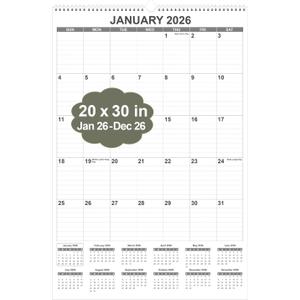 2026 Wall Calendar - Large Calendar 2026 from January 2026 - December 2026, 12 Months Calendar/Planner with Thick Paper, 20" x 30", Vertical, Black