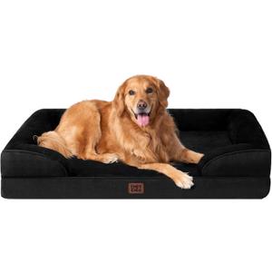 EHEYCIGA Orthopedic Dog Beds for Extra Large Dogs, Waterproof Memory Foam XL Dog Bed with Sides, Non-Slip Bottom and Egg-Crate Foam Big Pet Couch Bed with Washable Removable Cover, Black