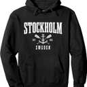 Stockholm Sweden Swedish Sverige Pride Vintage Souvenir Pullover Hoodie, Size S