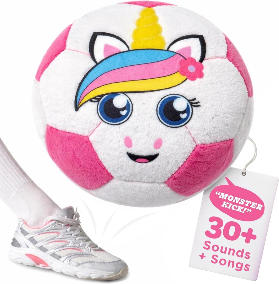 Move2Play, Hilariously Interactive Toy with Music & Sound Effects for Boy & Girl | Ball for Toddler & Baby | 6, 12, 18+ Months | 1, 2, 3+ Year Old (Soccer Ball - Unicorn)