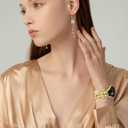 Newlibery Gold Metal Band with Charms Women 20mm Adjustable Double Chain Watch Strap Compatible with Samsung Galaxy Watch 7/6/5/4/Active 2/4 6 Classic/5 Pro/FE 40mm 42mm 43mm 44mm 45mm 46mm 47mm Gift
