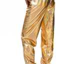 SIAEAMRG Womens Shiny Metallic High Waist Stretchy Jogger Pants, Wet Look Hip Hop Club Wear Holographic Trousers Sweatpant