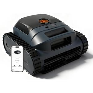 Cordless Robotic Pool Vacuum Cleaner, Intelligent Route Planning, Wall & Waterline Climbing, 120-Min Runtime, for Above Ground/Inground Pools up to 2000 sq. ft, APP Support,Orange