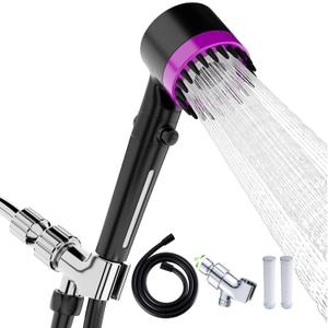 High Pressure Handheld Shower Head High Pressure Shower Heads- High Flow Even with Low Water Pressure - Hand Held Showerhead Set with 59Replacement Hose/Bracket and Cotton Filters (Black)