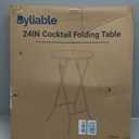 24in Round Folding Cocktail Table, Plastic Bar Height Table, White, 24×43 in
