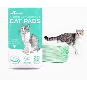 Paw Inspired Cat Pads, Generic Refills for Tidy Cats Breeze Litter Box System, Disposable Kitty Litter Liners, Super Absorbent Pee Pads, 16.9 x 11.4 Inch (Original/Unscented, 20 Count)