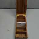 Neando Acacia Wood Business Card Holder with Lid  2x3.5 Index Card Organizer with 5 Compartments, Holds 600 Cards, Magnetic Closure, 20 Blank Tabs  Rustic Desktop Filing Box for Office & Home