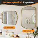Gold Wall Mirror 30"x22", Scalloped Vanity Mirror Rust-Proof Metal Frame - Hangs Vertically/Horizontally Decorative Bathroom Mirror for Vanity, Bedroom & Entryway