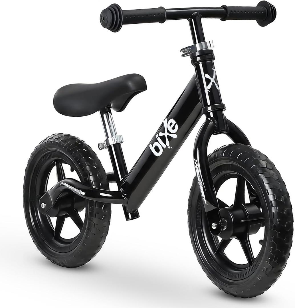 Bixe Balance Bike - 30.5 cm (12") Training Bikes for Kids and Toddlers - 1.8kg (4lbs) Kids' Balance Bike - Children Ages 3, 4, 5 - No Pedal Push Bicycle for Boys or Girls - Black
