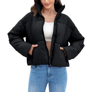 WHN Women’s Cropped Puffer Jacket Coat Warm Winter 2026 (M)
